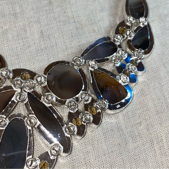 Earthy Botswana Agate + Lemon Citrine statement cluster necklace - Picture 12 of 15